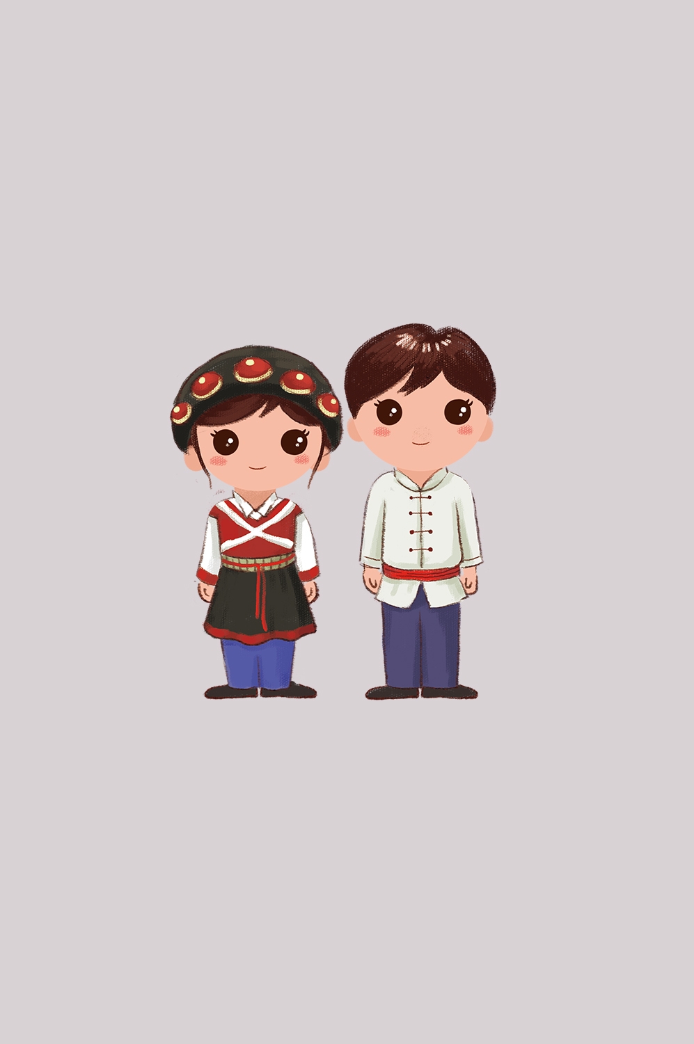 56个少数民族卡通人物服饰免抠元素插画114