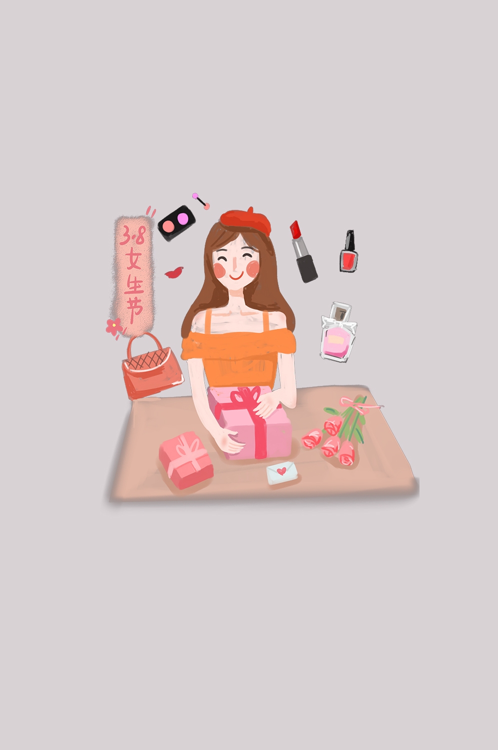 三八女王节女神节妇女节卡通人物主题插图透明背景免抠36