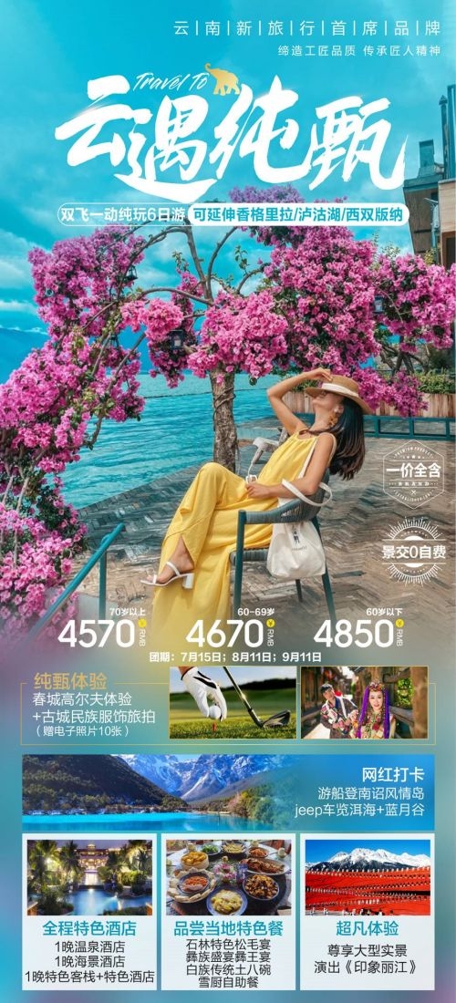 云南昆明大理洱海丽江西双版纳滇西腾冲泸沽湖旅游海报6