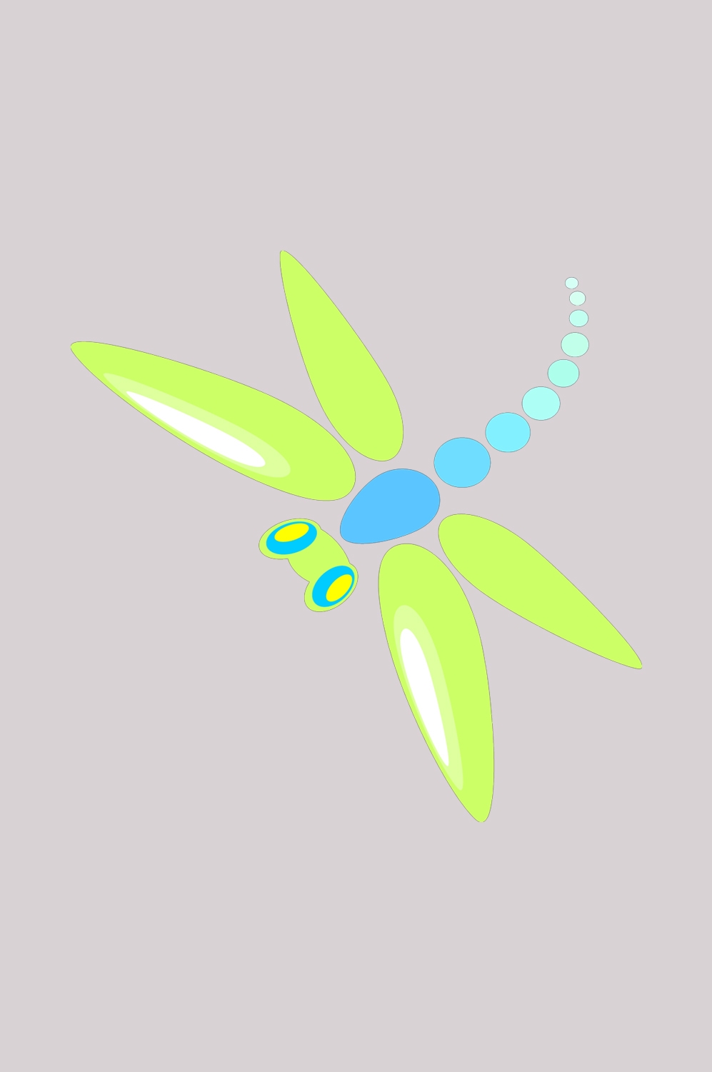 卡通手绘蜻蜓昆虫水墨画插画七彩蜻蜓图案免抠1