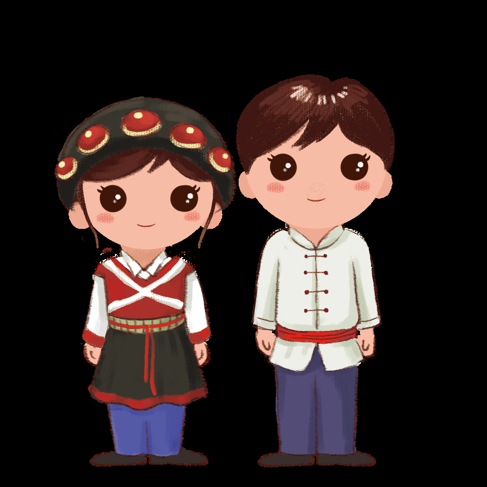 56个少数民族卡通人物服饰免抠元素插画114