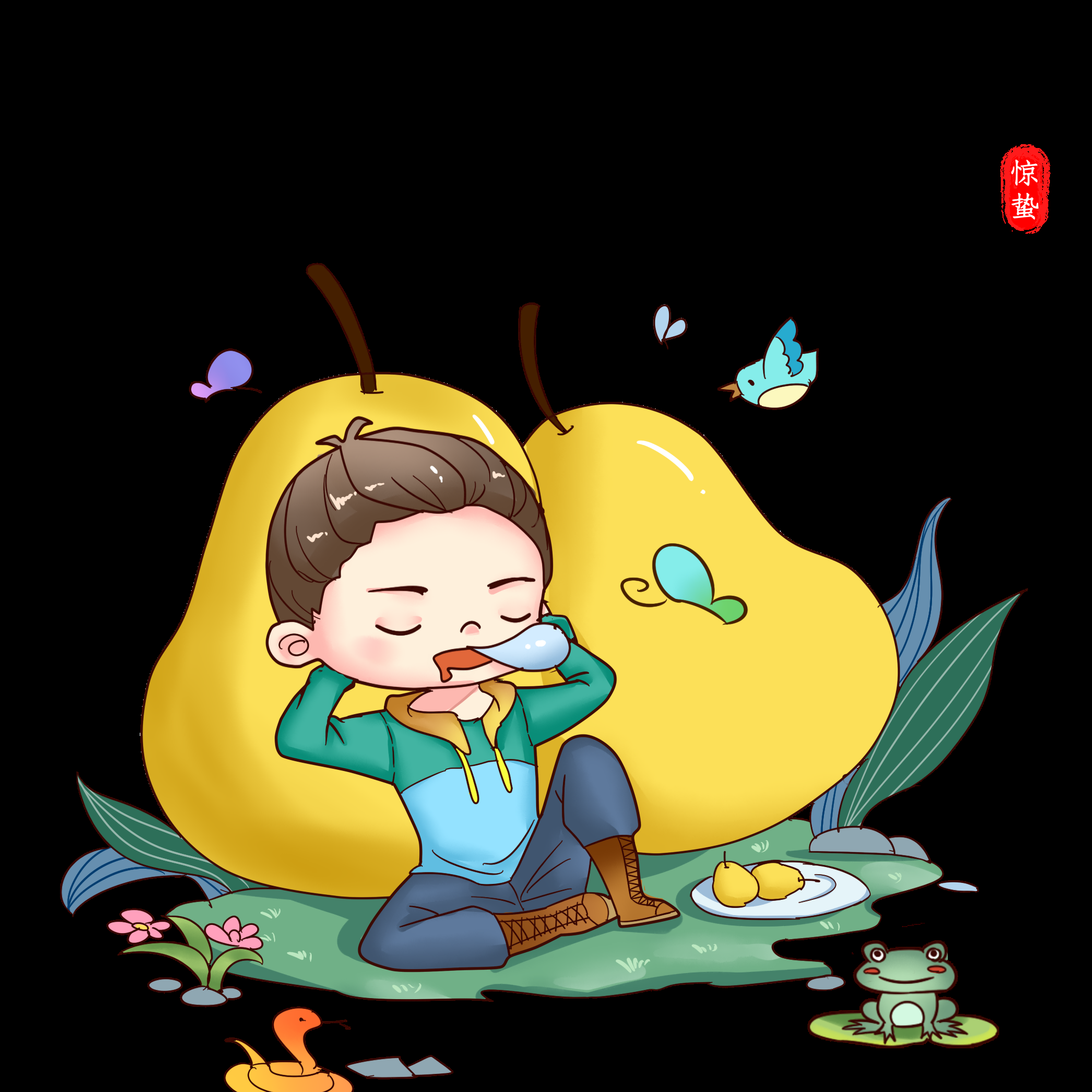 节气惊蛰插画图案素材装饰元素透明背景免抠17