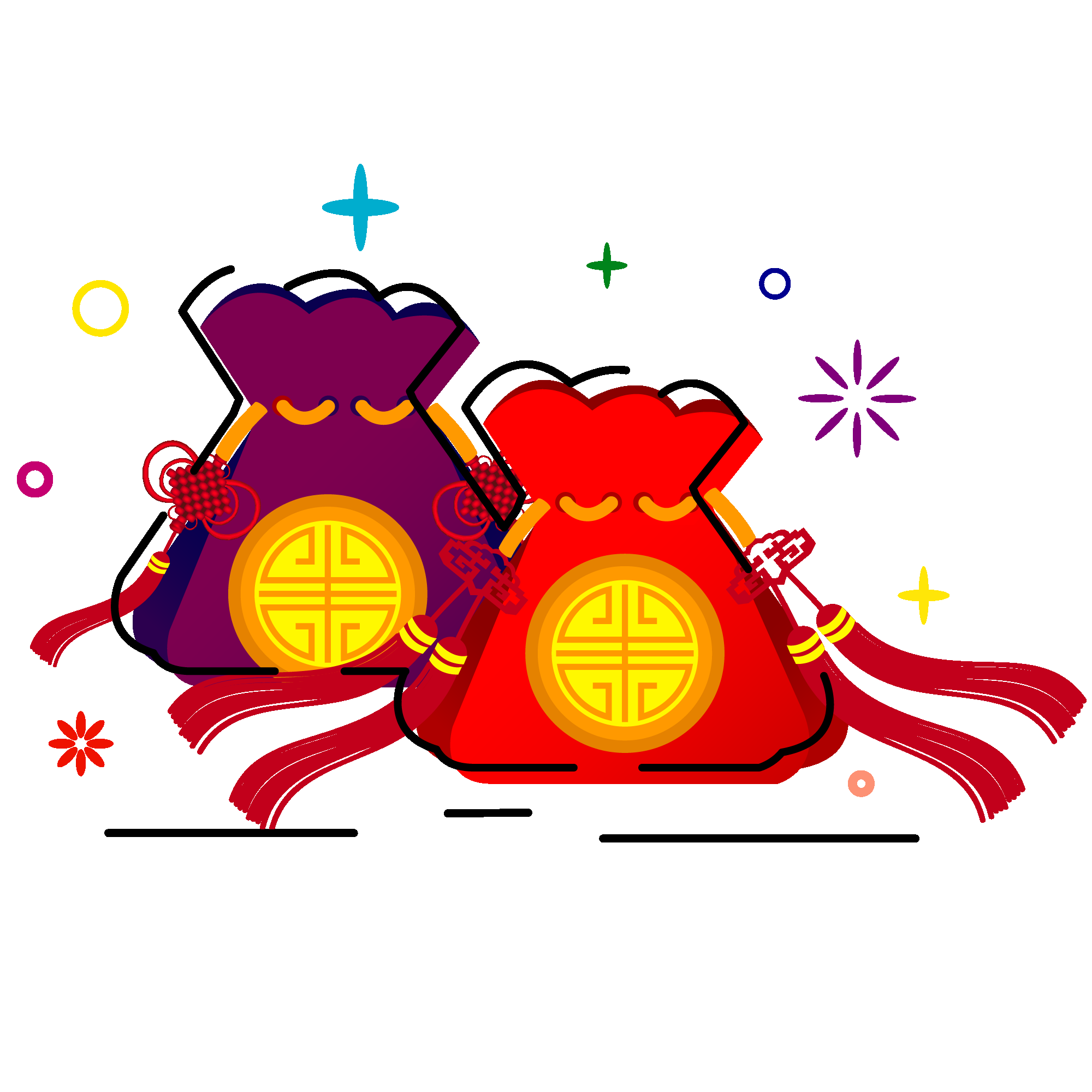 福袋钱袋插画图片装饰元素免抠素材37