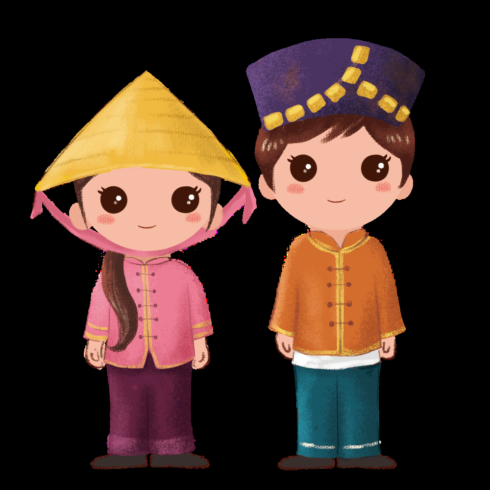 56个少数民族卡通人物服饰免抠元素插画44