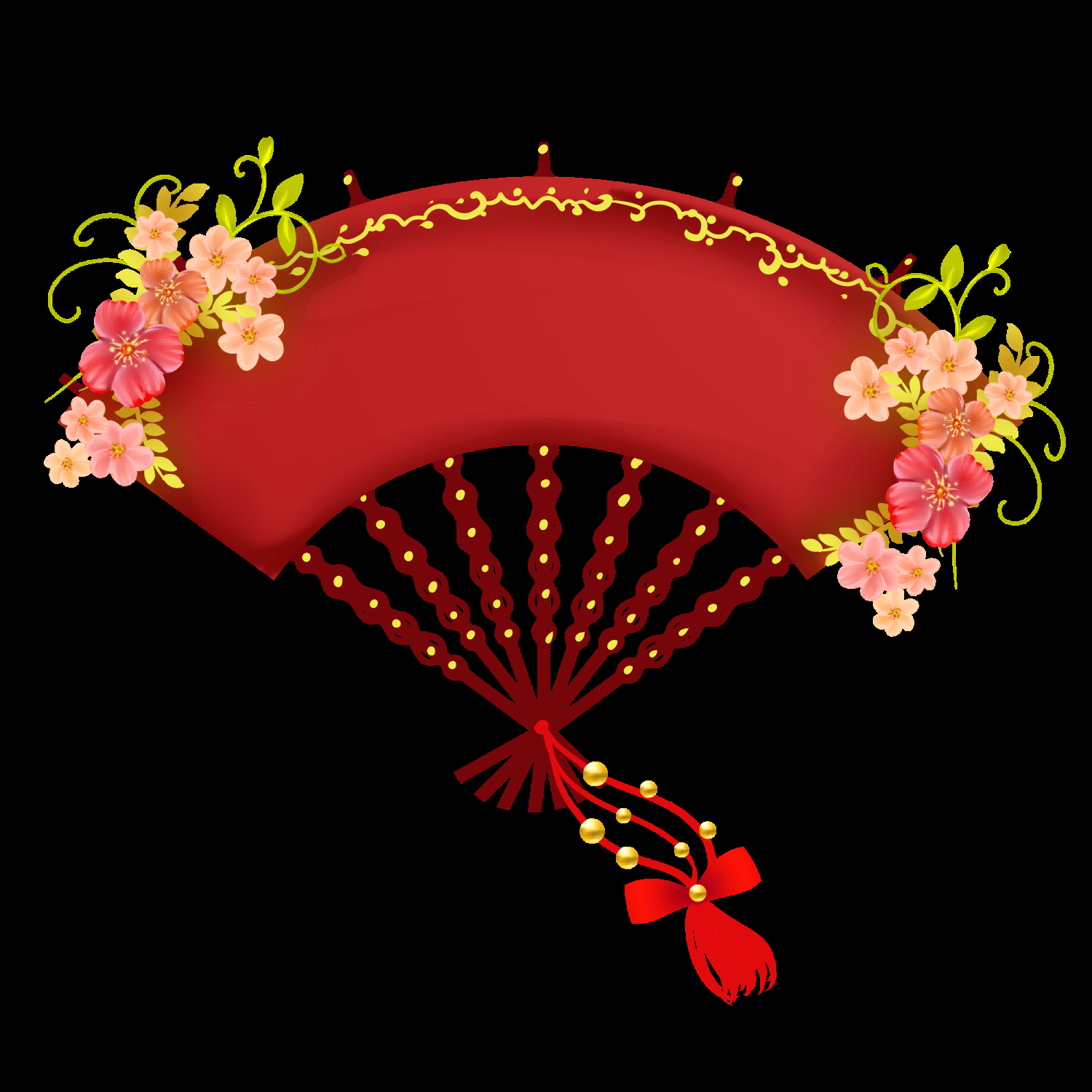 扇形边框中国风扇子装饰元素免抠素材23