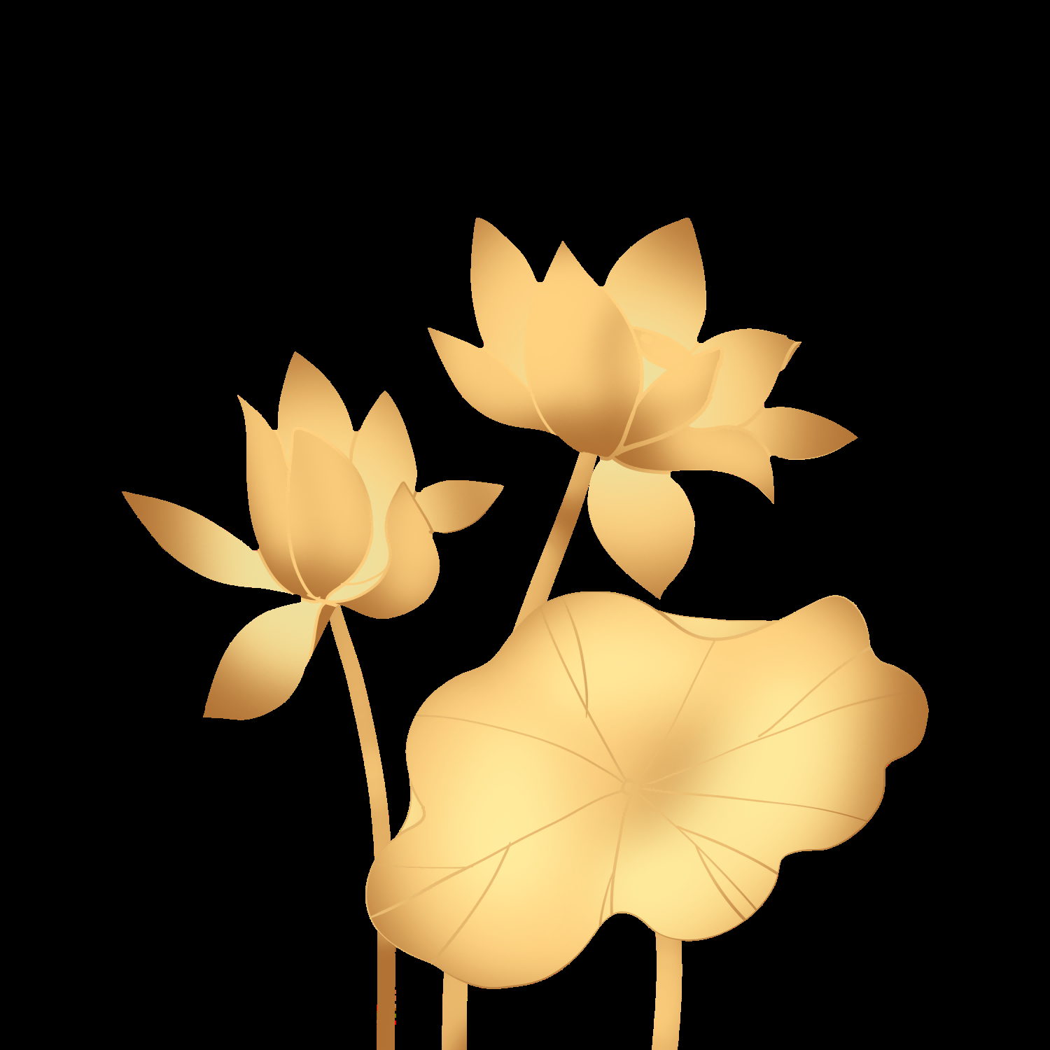 金色莲花装饰元素免抠素材30