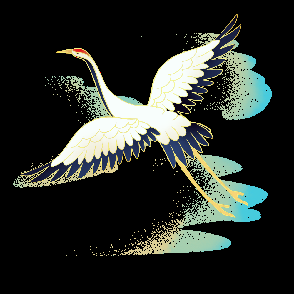 中国风国潮仙鹤海报插画装饰元素免抠素材37