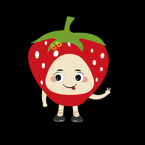 卡通草莓拟人化标签素材插图免抠元素3