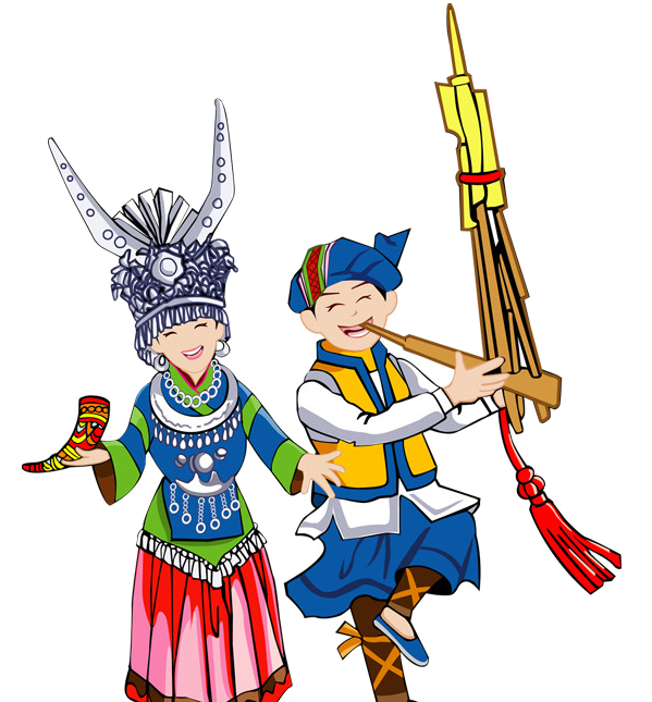56个少数民族卡通人物服饰免抠元素插画57
