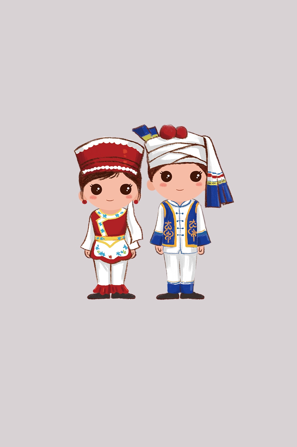 56个少数民族卡通人物服饰免抠元素插画40