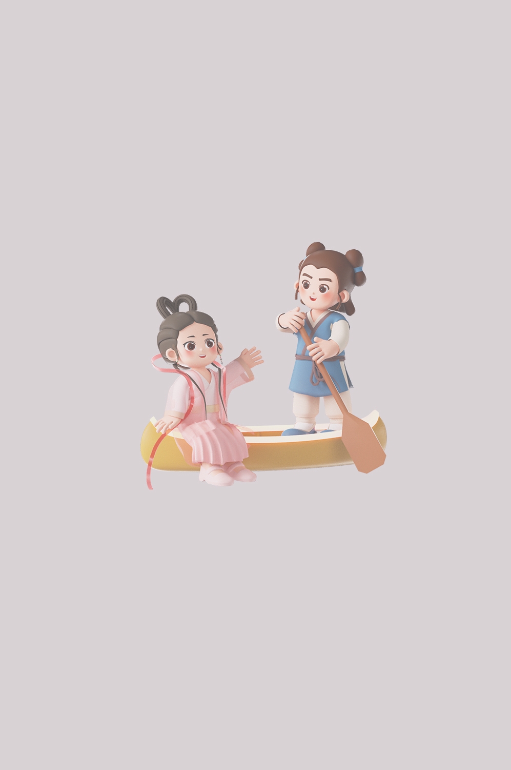 牛郎织女卡通图案七夕情人节装饰素材免抠透明背景85