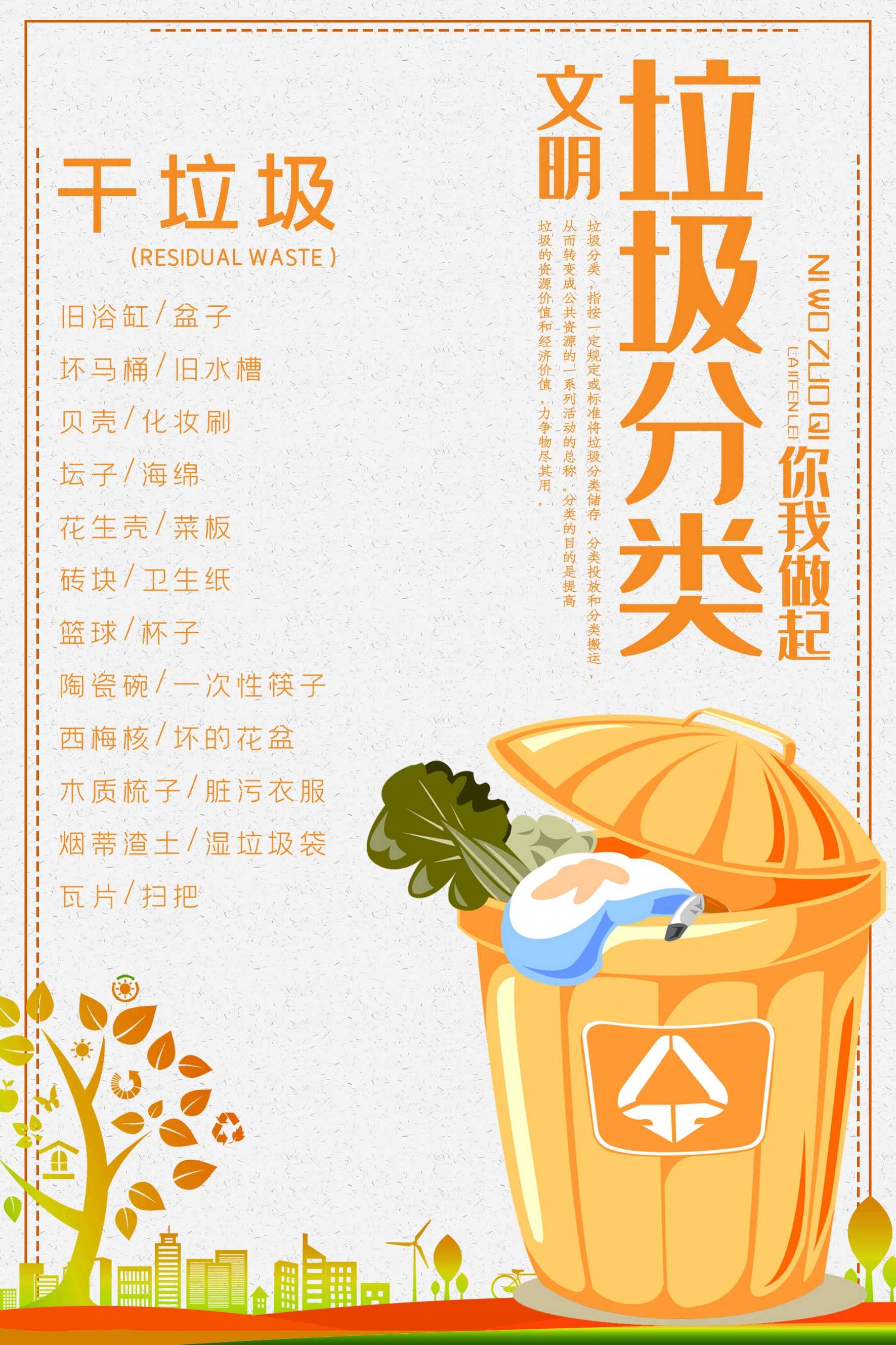 创建文明卫生城市垃圾分类海报7