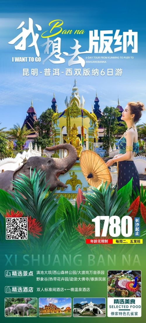 云南昆明大理洱海丽江西双版纳滇西腾冲泸沽湖旅游海报66