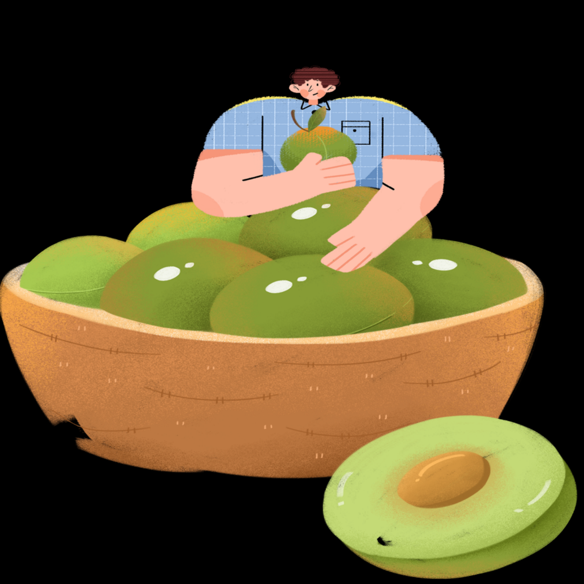 卡通手绘水果青梅图案素材图片装饰插画免抠68
