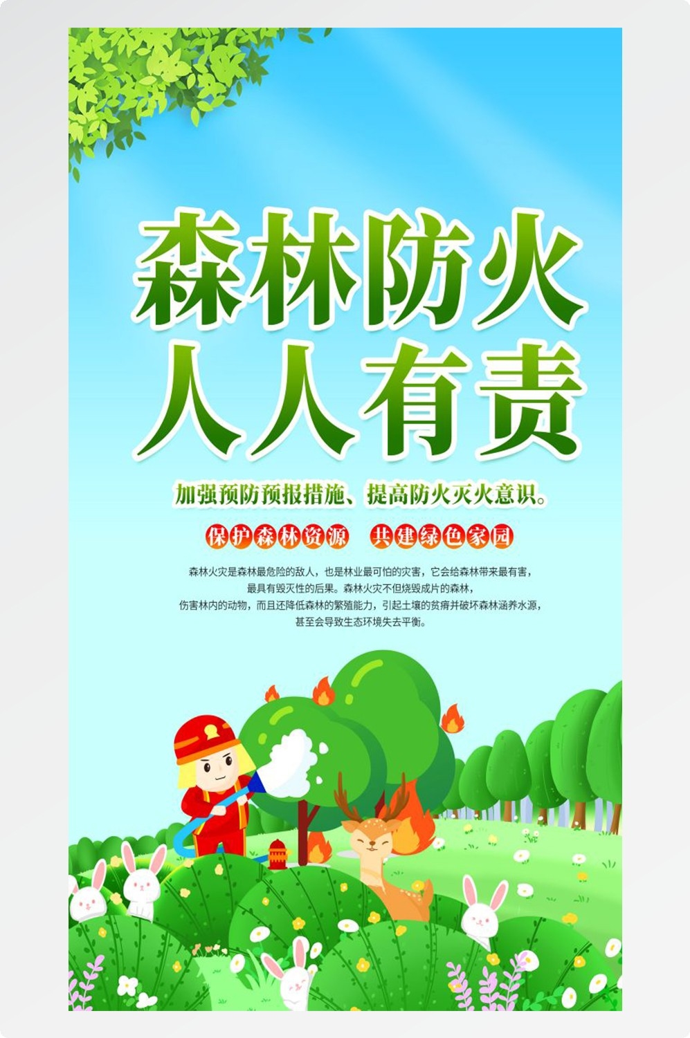 森林防火竖版预防森林火灾消防安全海报素材121