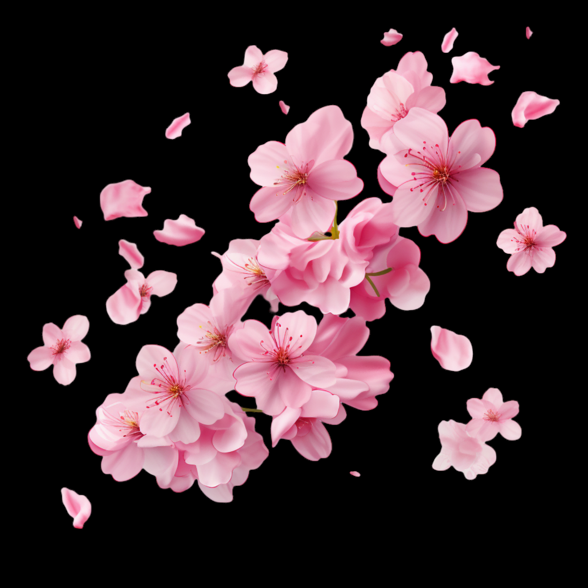 桃花素材图中国风海报设计桃树花枝透明背景88