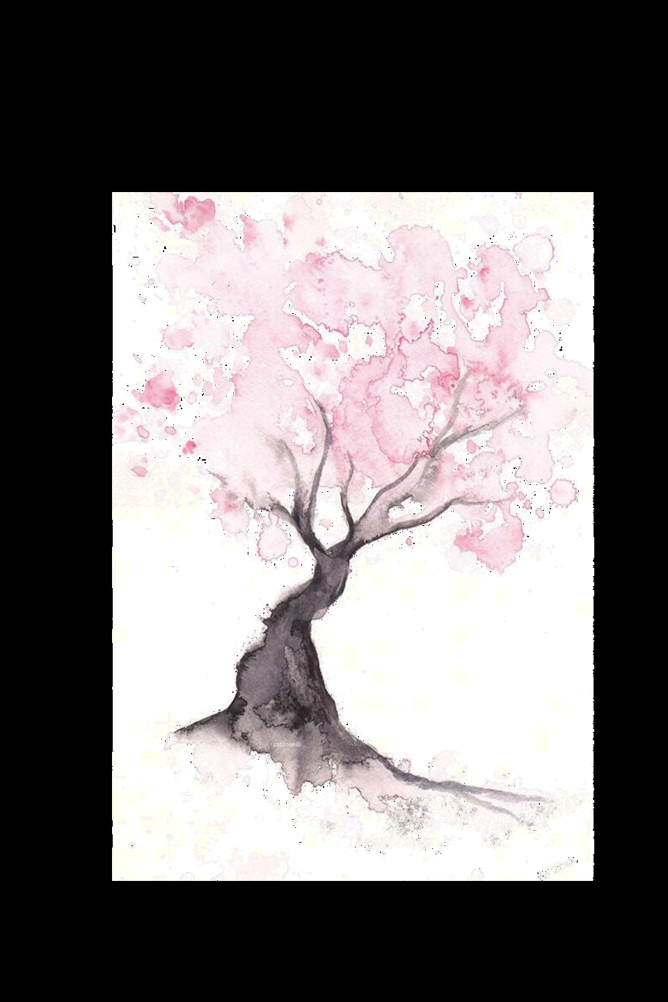 唯美樱花花树花枝樱花飘落图片装饰插图免抠38