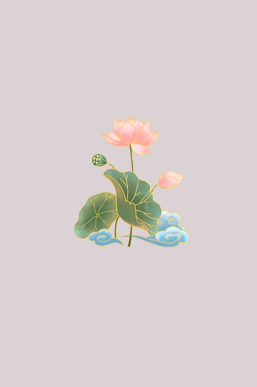 荷叶荷花素材插画装饰元素透明背景免抠素材47
