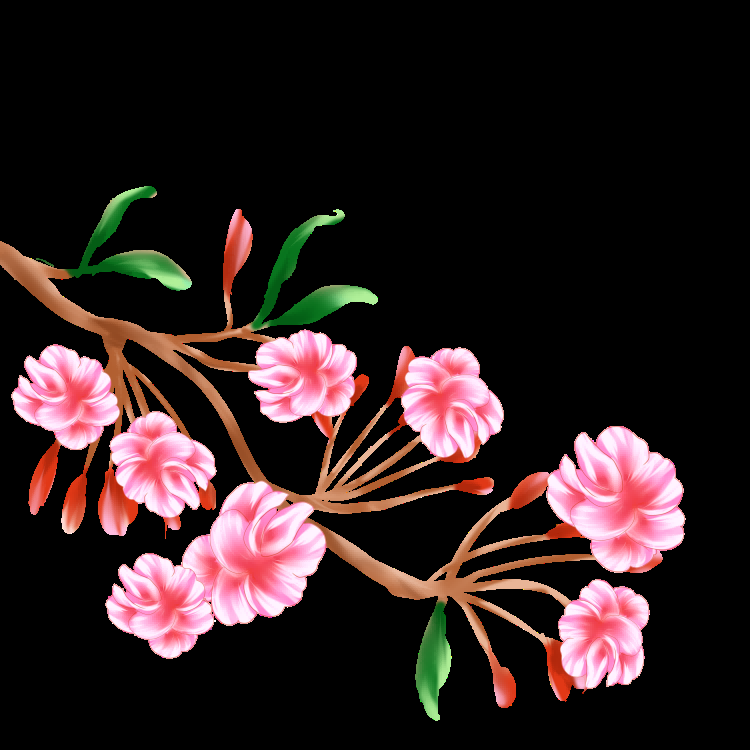 海棠花免抠元素装饰图案插画40