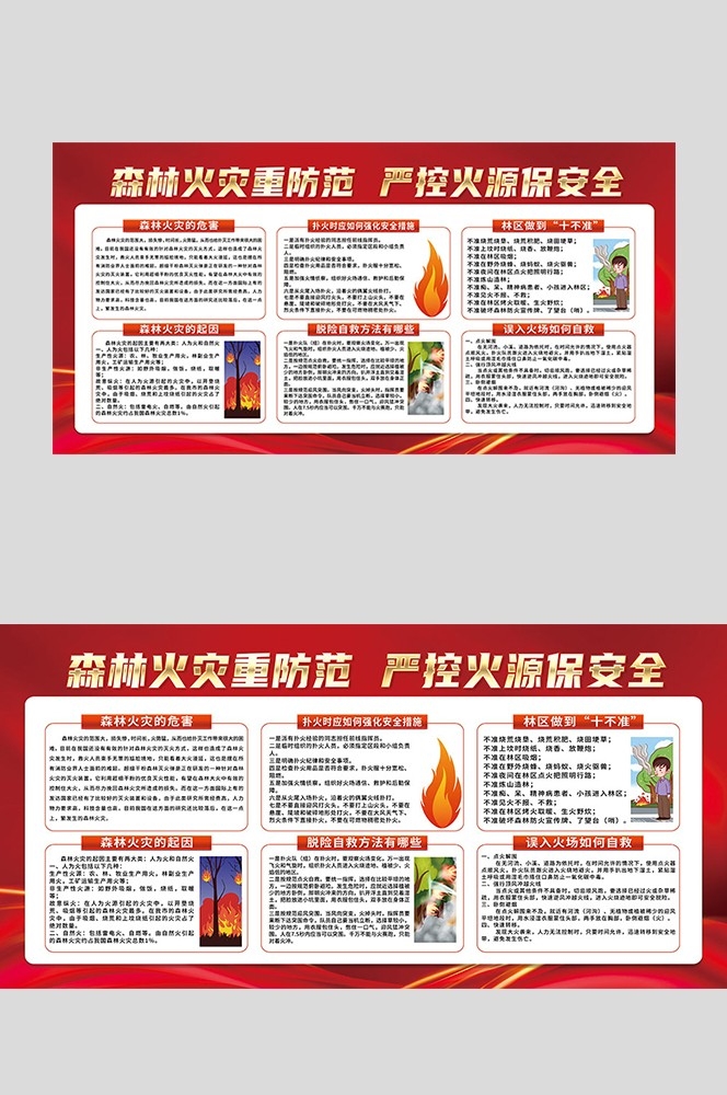 森林防火预防森林火灾消防安全展板套图海报素材17