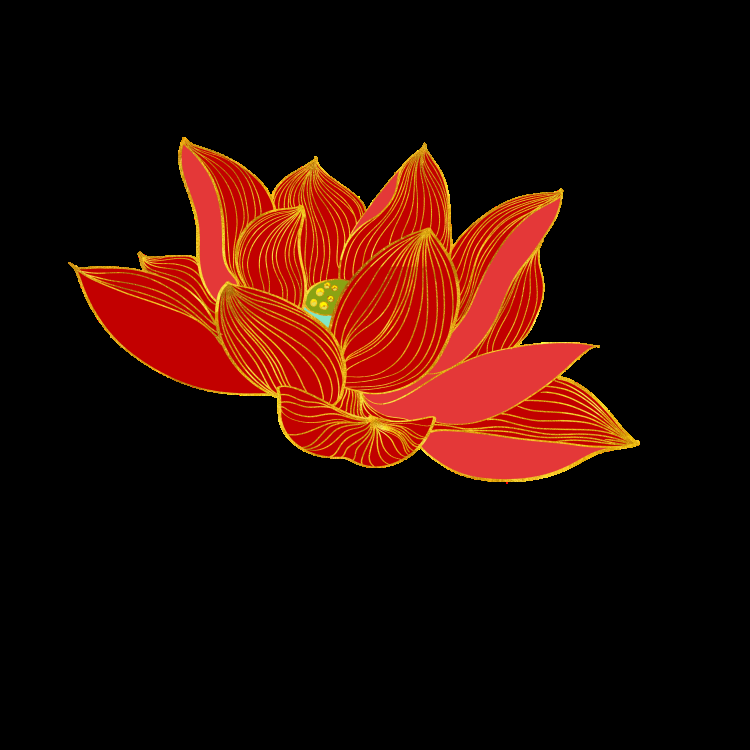金色莲花装饰元素免抠素材3