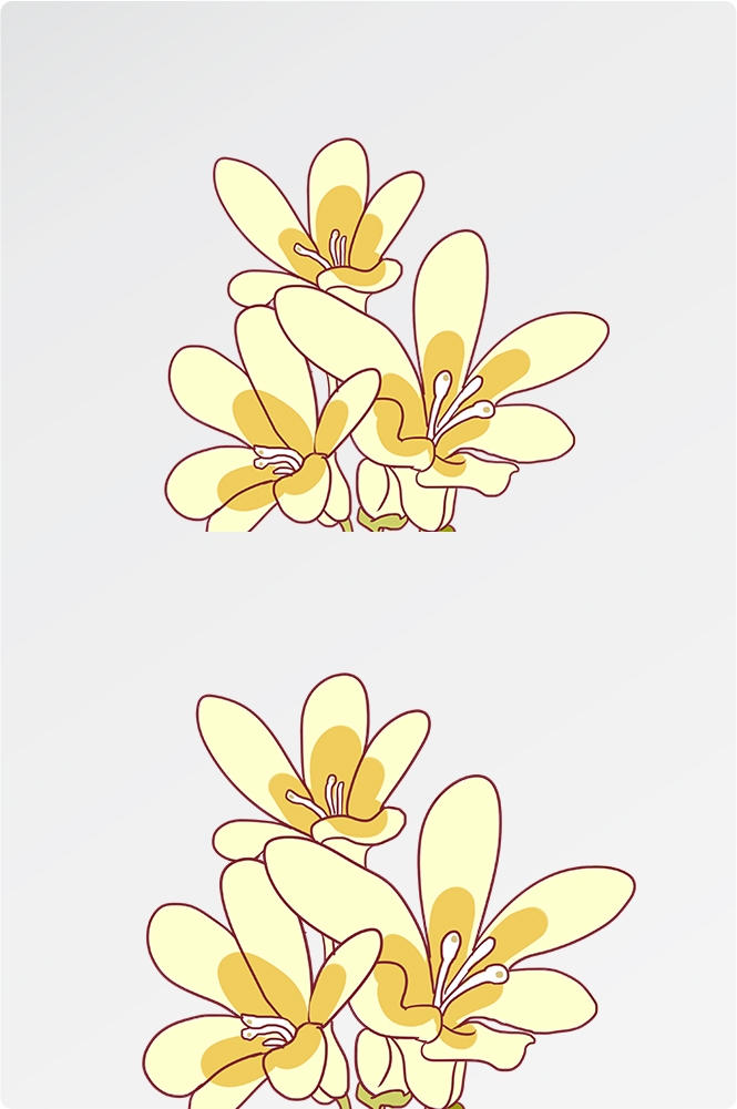 卡通手绘桂花花枝图案素材元素37