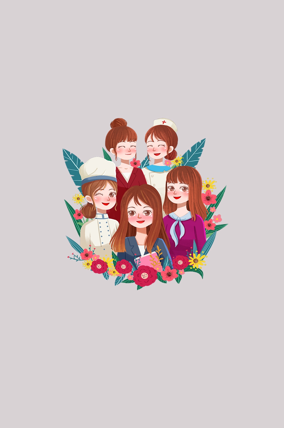 三八女王节女神节妇女节卡通人物主题插图透明背景免抠37