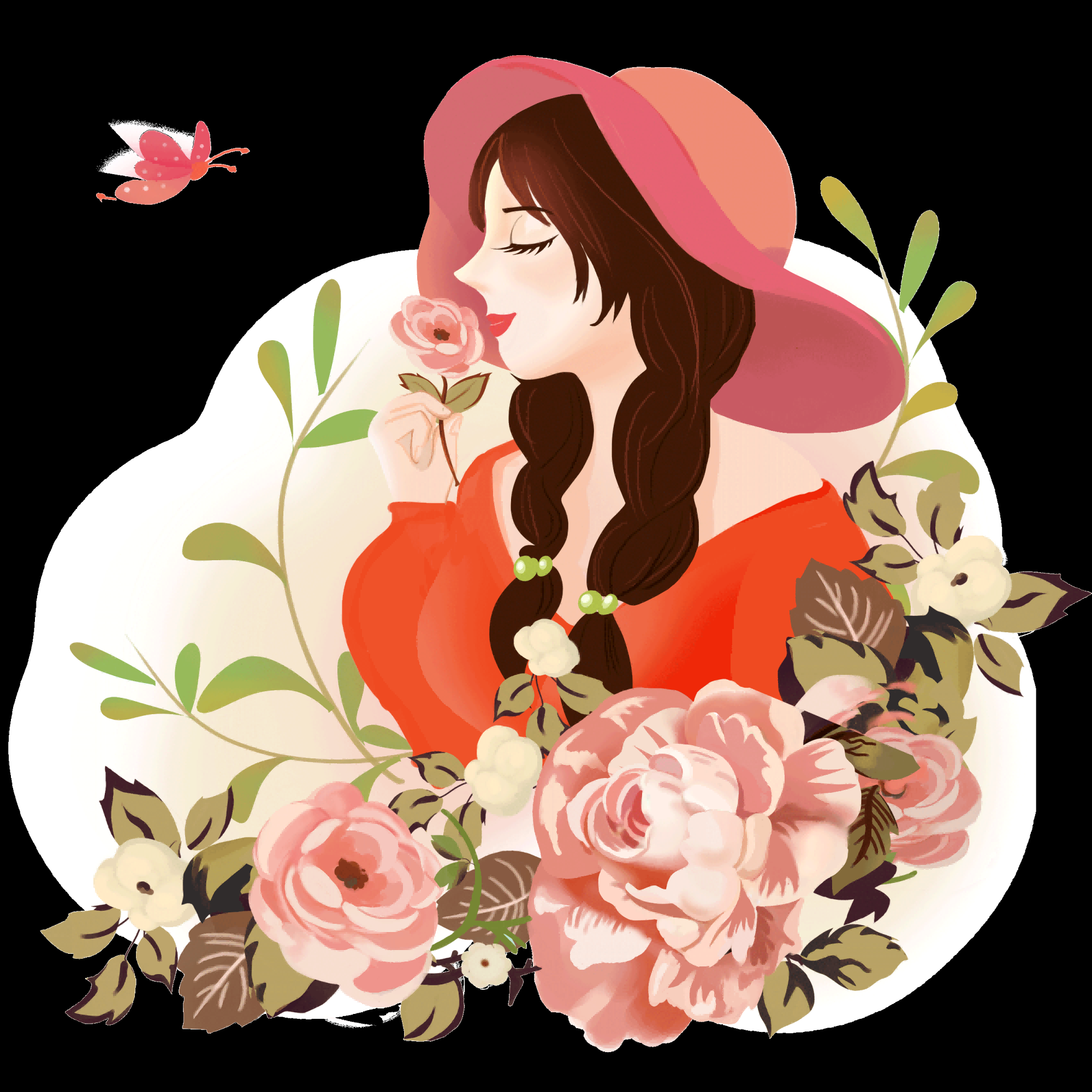三八女王节女神节妇女节卡通人物主题插图透明背景免抠55