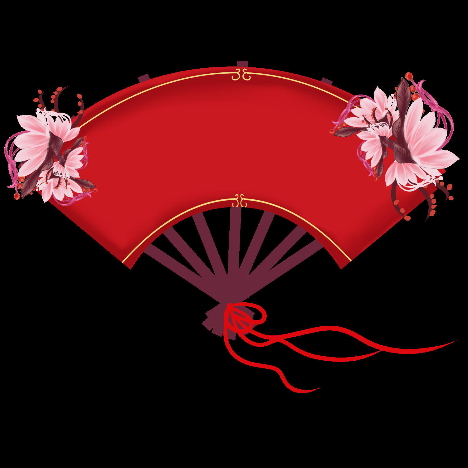 扇形边框中国风扇子装饰元素免抠素材32