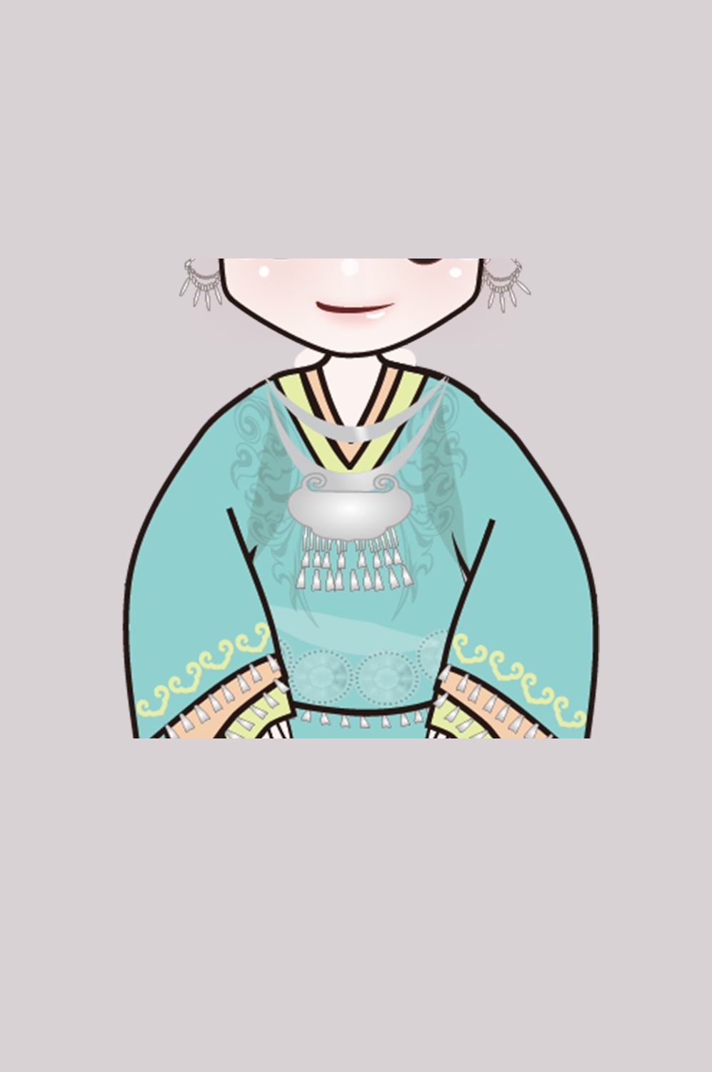 56个少数民族卡通人物服饰免抠元素插画63