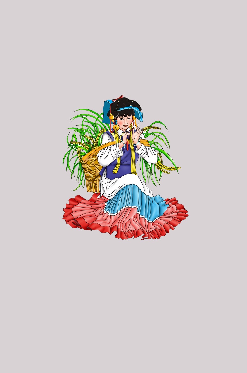 56个少数民族卡通人物服饰免抠元素插画9