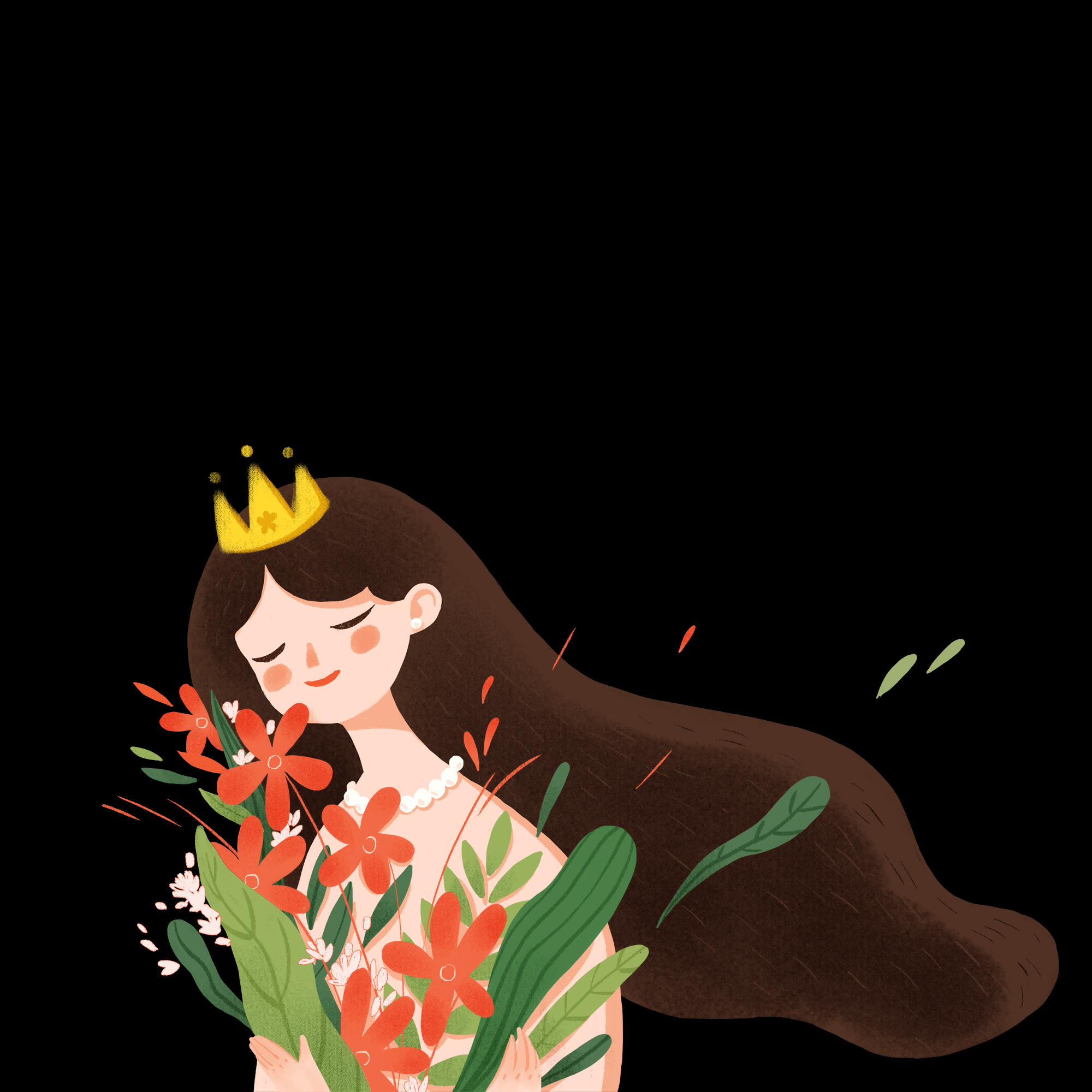 三八女王节女神节妇女节卡通人物主题插图透明背景免抠35
