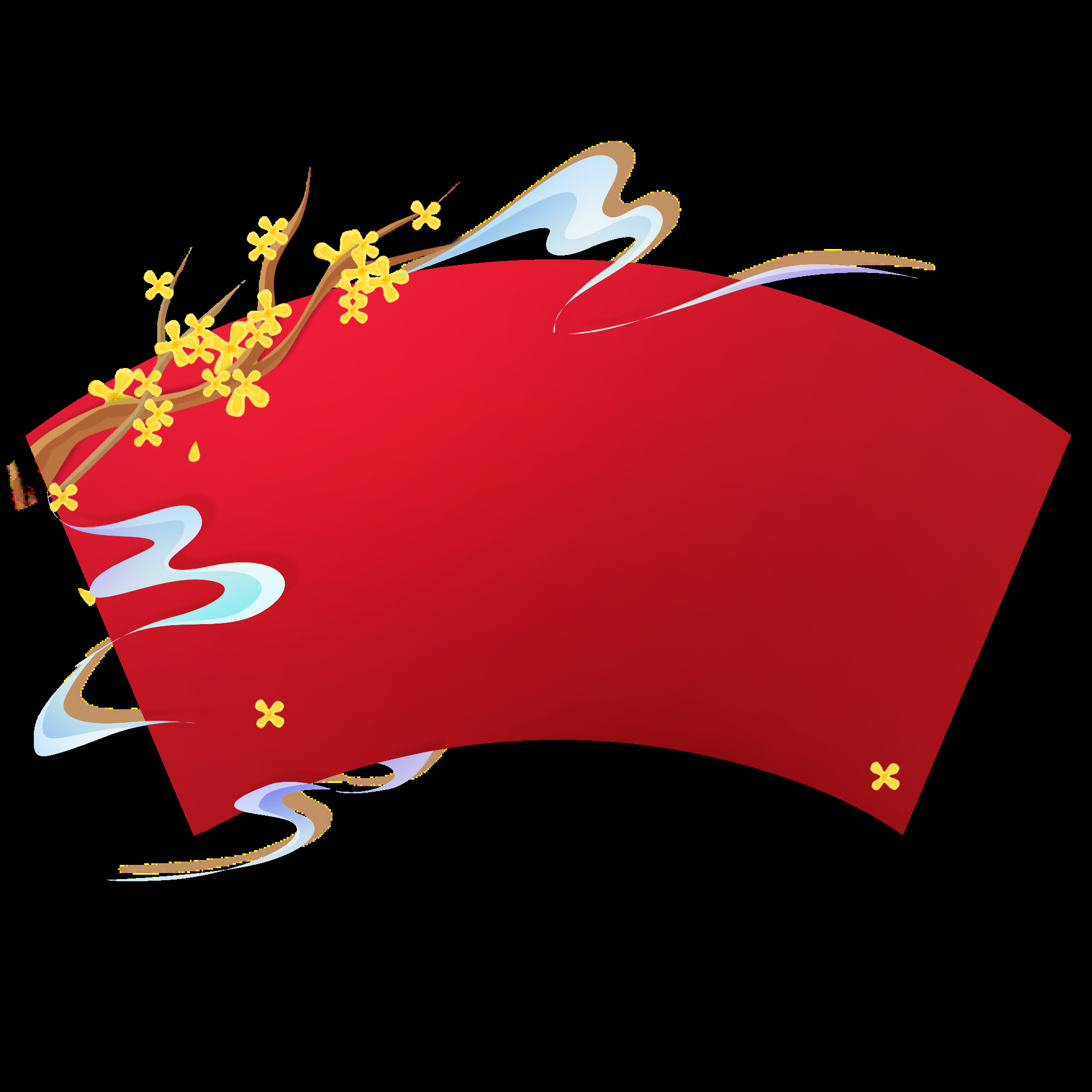 扇形边框中国风扇子装饰元素免抠素材41