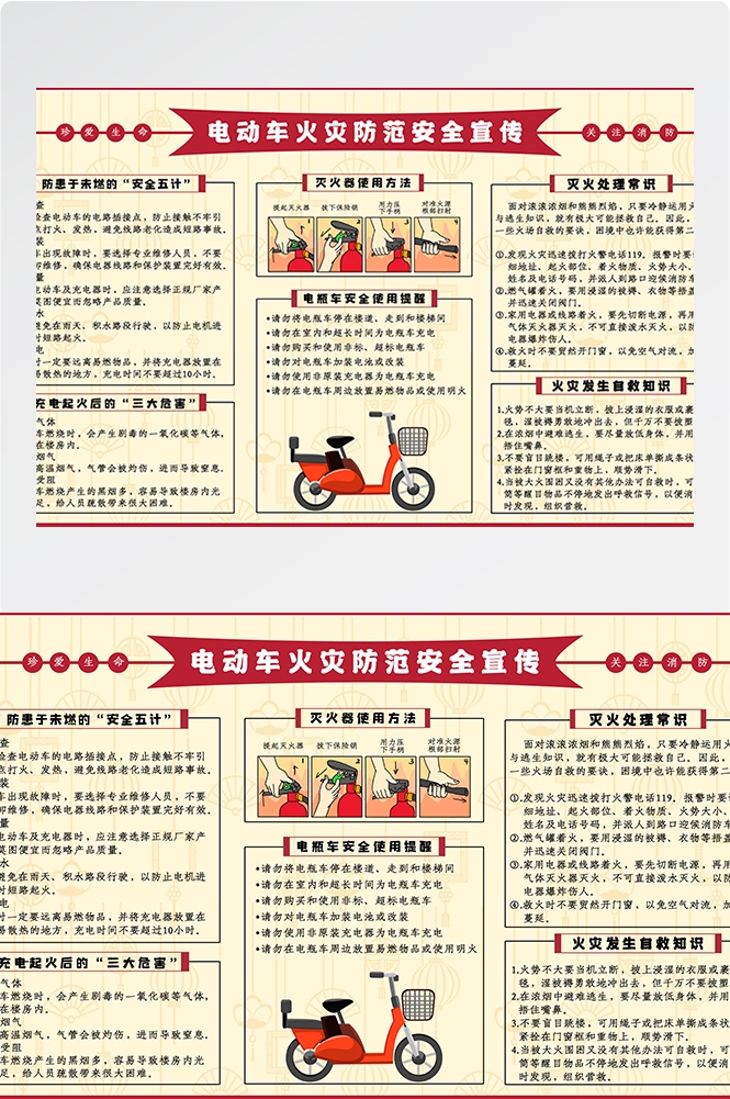 电动车火灾防范电动车消防安全问题海报展板22