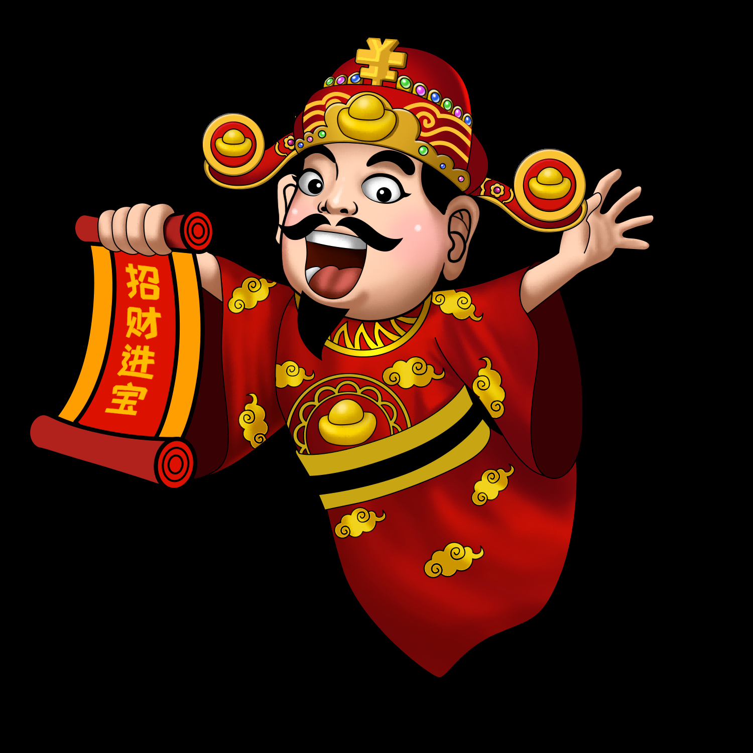 卡通财神插画表情免抠素材6