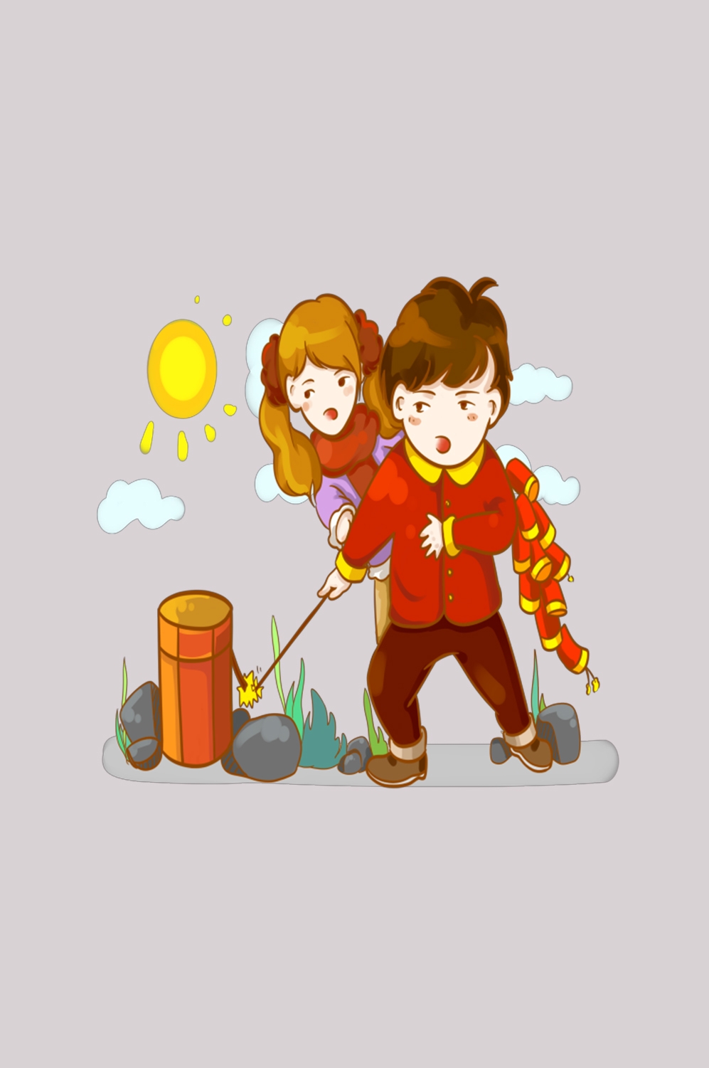 喜庆过年春节燃放爆竹的孩子素材免抠36
