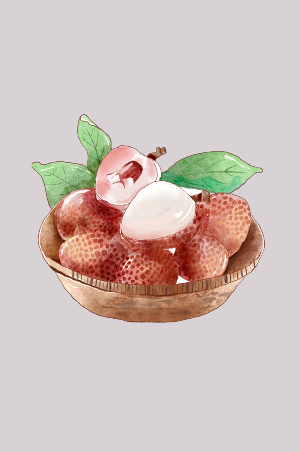 手绘荔枝图片素材装饰元素插画 png透明背景 (96)