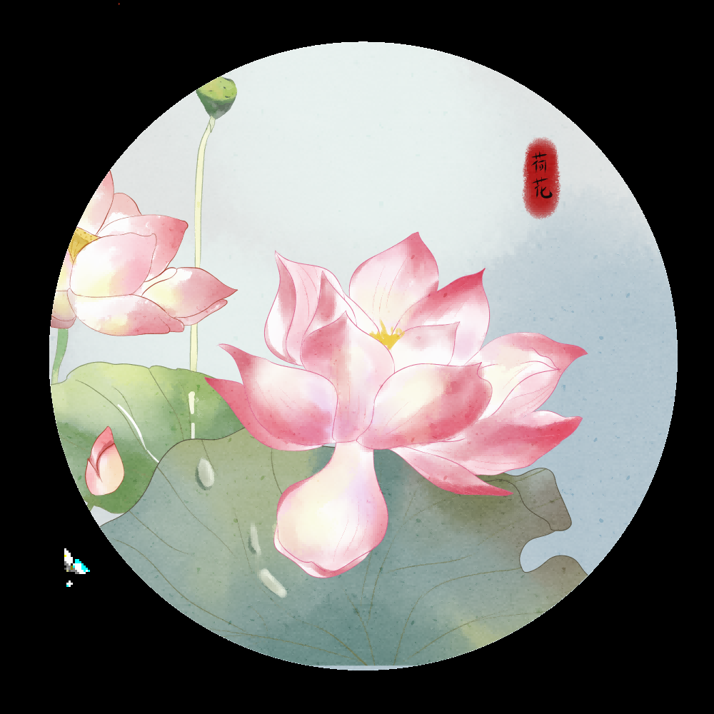 荷叶荷花素材插画装饰元素透明背景免抠素材33