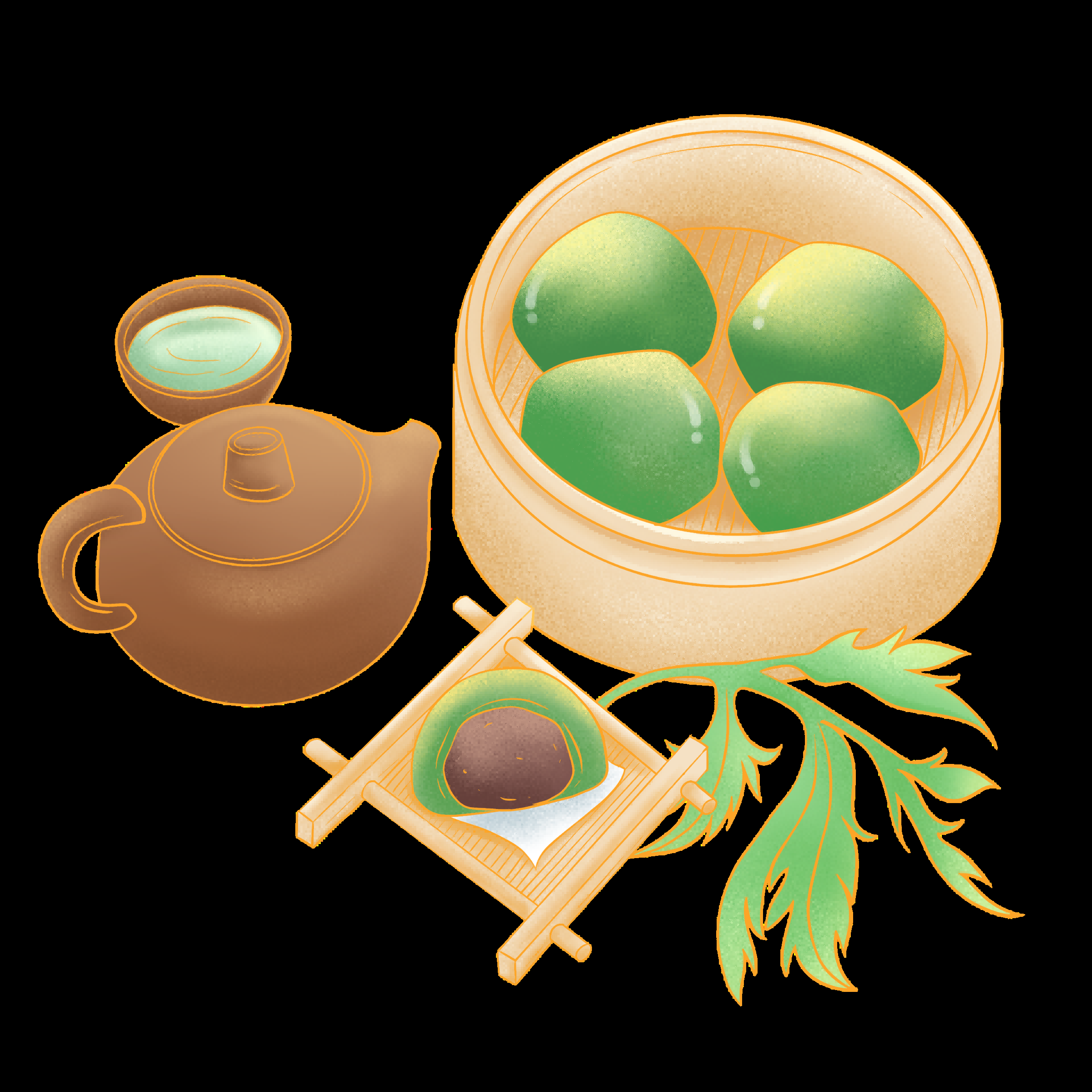 清明节海报设计插图卡通青团素材图片元素免抠77