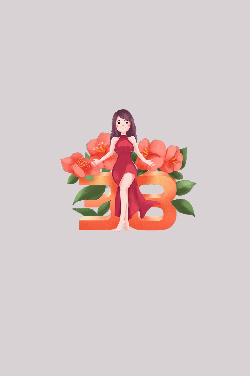 三八女王节女神节妇女节卡通人物主题插图透明背景免抠22