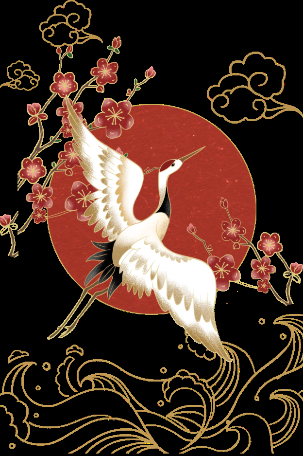 中国风国潮仙鹤海报插画装饰元素免抠素材43