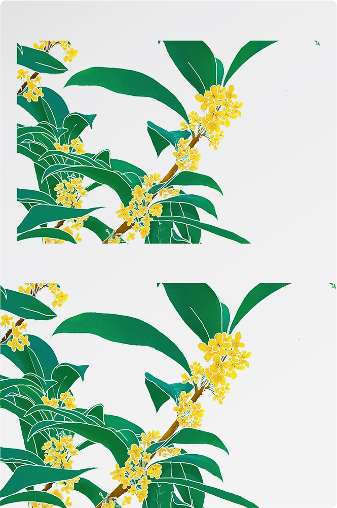 卡通手绘桂花花枝图案素材元素58