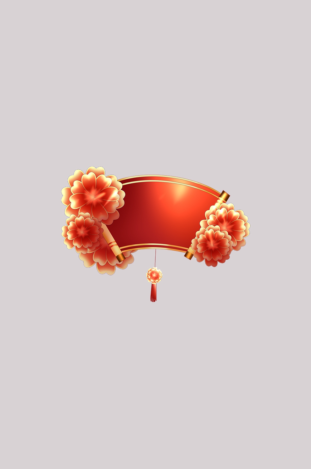 扇形边框中国风扇子装饰元素免抠素材38