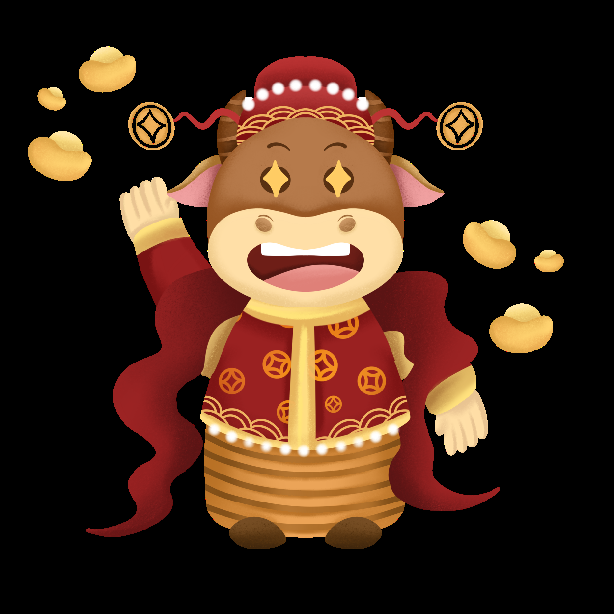 卡通财神插画表情免抠素材48