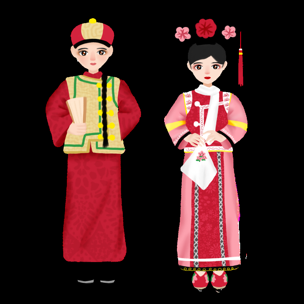56个少数民族卡通人物服饰免抠元素插画112