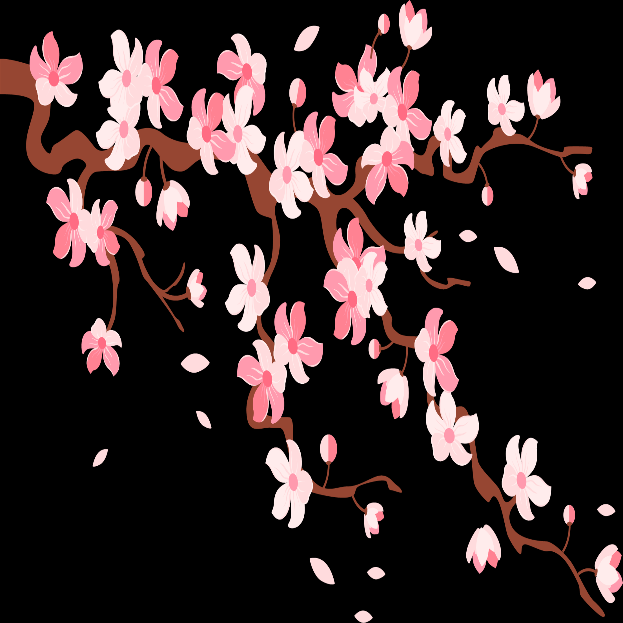 桃花素材图中国风海报设计桃树花枝透明背景15