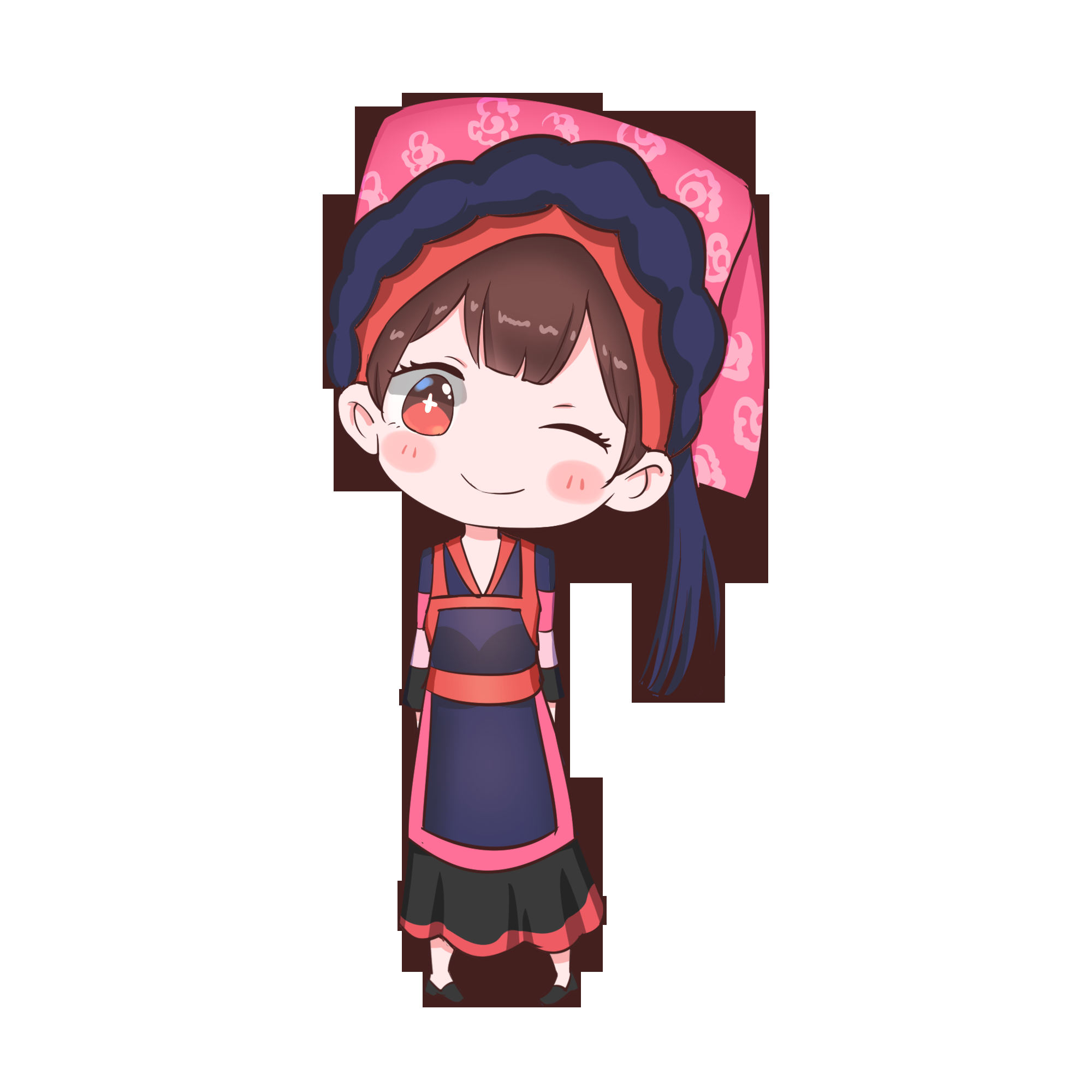 56个少数民族卡通人物服饰免抠元素插画106