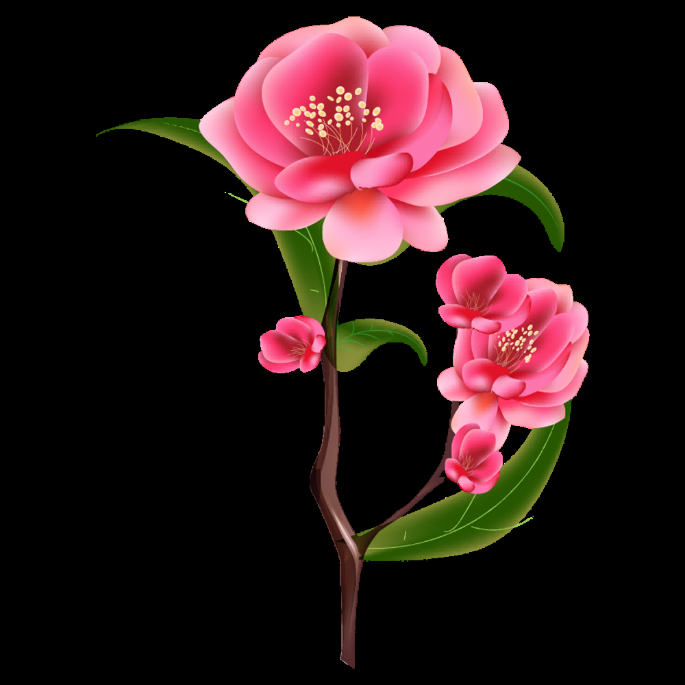 海棠花免抠元素装饰图案插画36