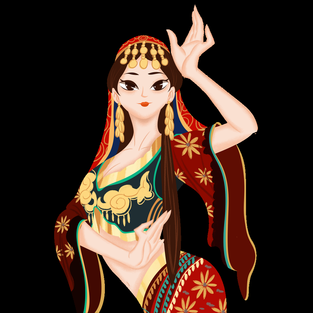 56个少数民族卡通人物服饰免抠元素插画31