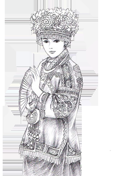 56个少数民族卡通人物服饰免抠元素插画14